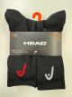 HEAD MENS CREW SOCKS BLK - 6 PK - SZ- 7-12