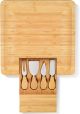 Bamboo Cheese Board with Knife Set, Charcuterie Platter Including Slide-Out Hidden Drawer