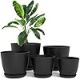 Utopia Home Pack of 5 - Plastic Plant Pots - BLACK