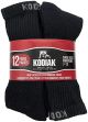 KODIAK MENS ATHLETIC PERFORMANCE SOCK 12 PK - SIZE 7-13 -BLACK