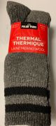 POLAR PAWS MENS MERINO WOOL THERMAL SOCKS  2 PK.- BLACK/GREY