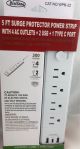 5 FT 4 OUTLETS SURGE POWER STRIP W/2.4A 2 USB