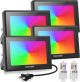 MEIKEE 35W RGB Flood Lights Outdoor, 350W Equivalent RGB 4- PACK