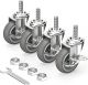 HOLKIE Caster Wheels 3 inch Locking Stem Casters, 3/8" -16 x 1-1/2" SET 4 - GREY